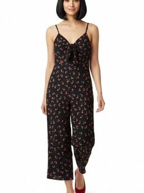 INTERMIX 10% silk Cherry Print Jumpsuit